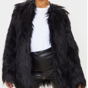 Pretty little thing shaggy faux fur jacket